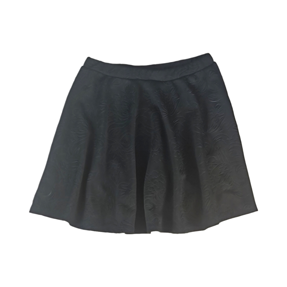 RARE Floral Etched Skater Mini Skirt, Black, Size S-M